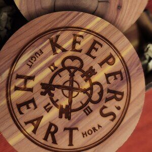 Woodchuck Keeper's Heart Wood Coasters.Set Of 4 NWOT